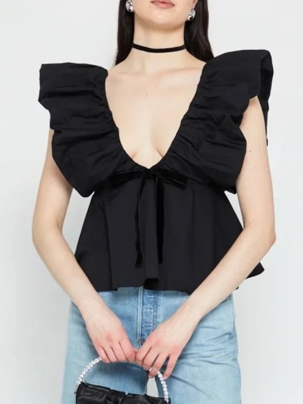 o.p.t Black Ruffle "Viola" Top